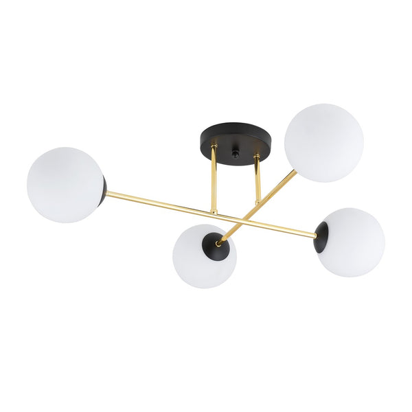 Magnum 4-light ceiling light, black, opal glass