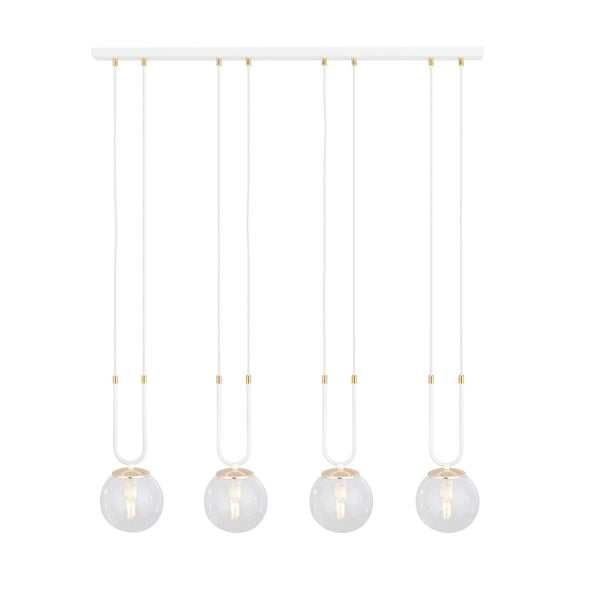 Glam 4-light pendant, white, clear glass