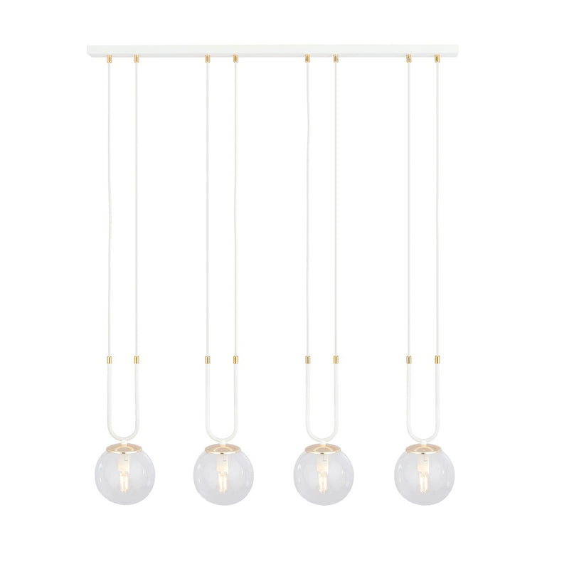 Glam 4-light pendant, white, clear glass