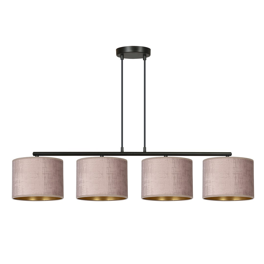 Hilde 4-light pendant lamp, black and pink