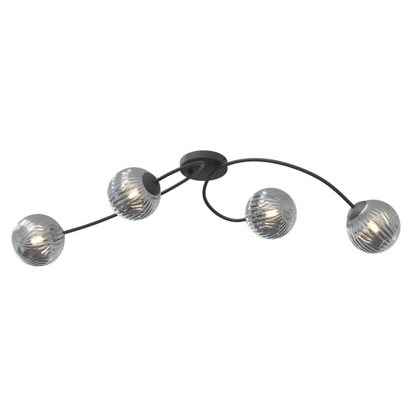 Vibra 4-light ceiling light black, graphite glass