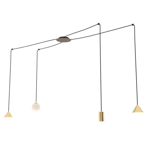 Fuji 4-light gold pendant light