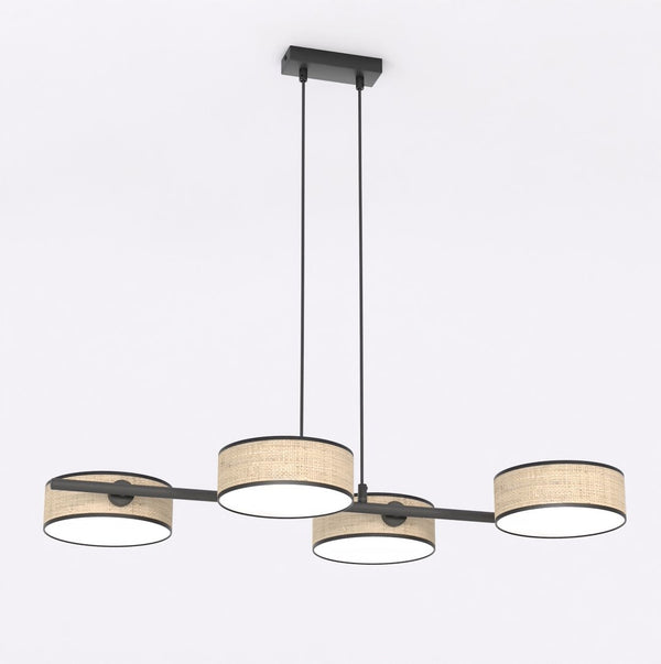 Drumz 4-light pendant lamp, rattan