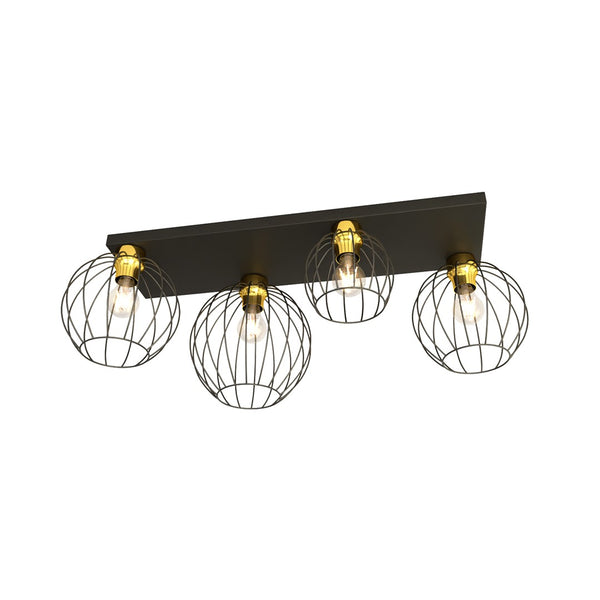 Nest 4-light pendant lamp, black and gold