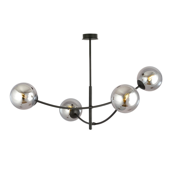 Hunter 4-light flush mount, black, graphite glass