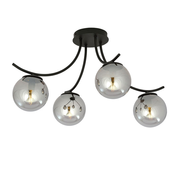 Boston 4-light ceiling light black, graphite glass