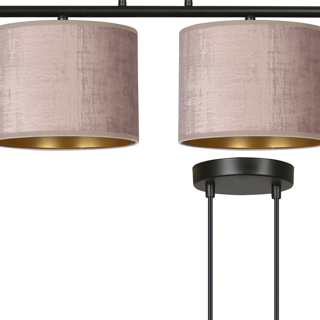 Hilde 4-light pendant lamp, black and pink