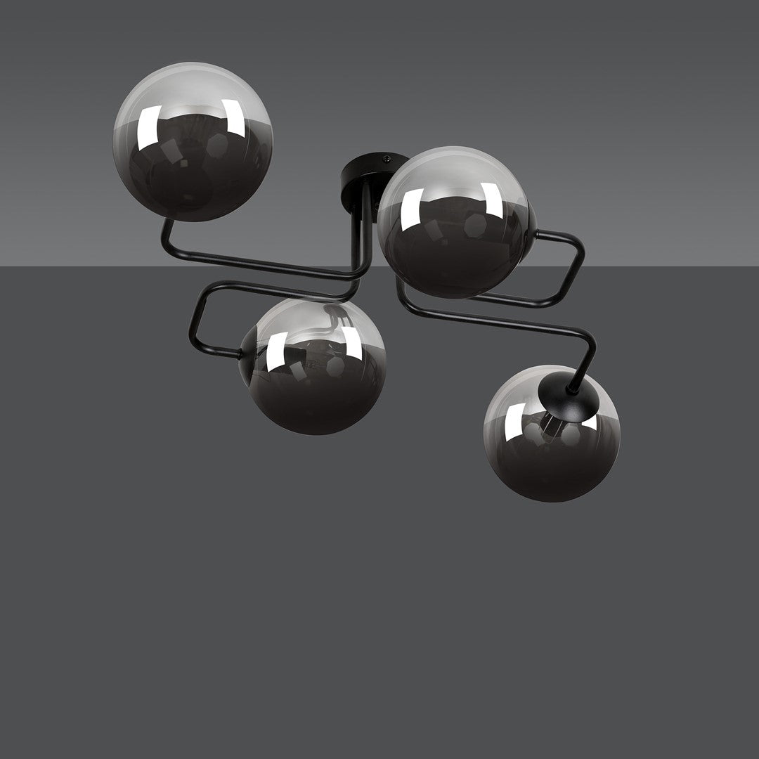 Brendi 4-light ceiling light black, graphite glass