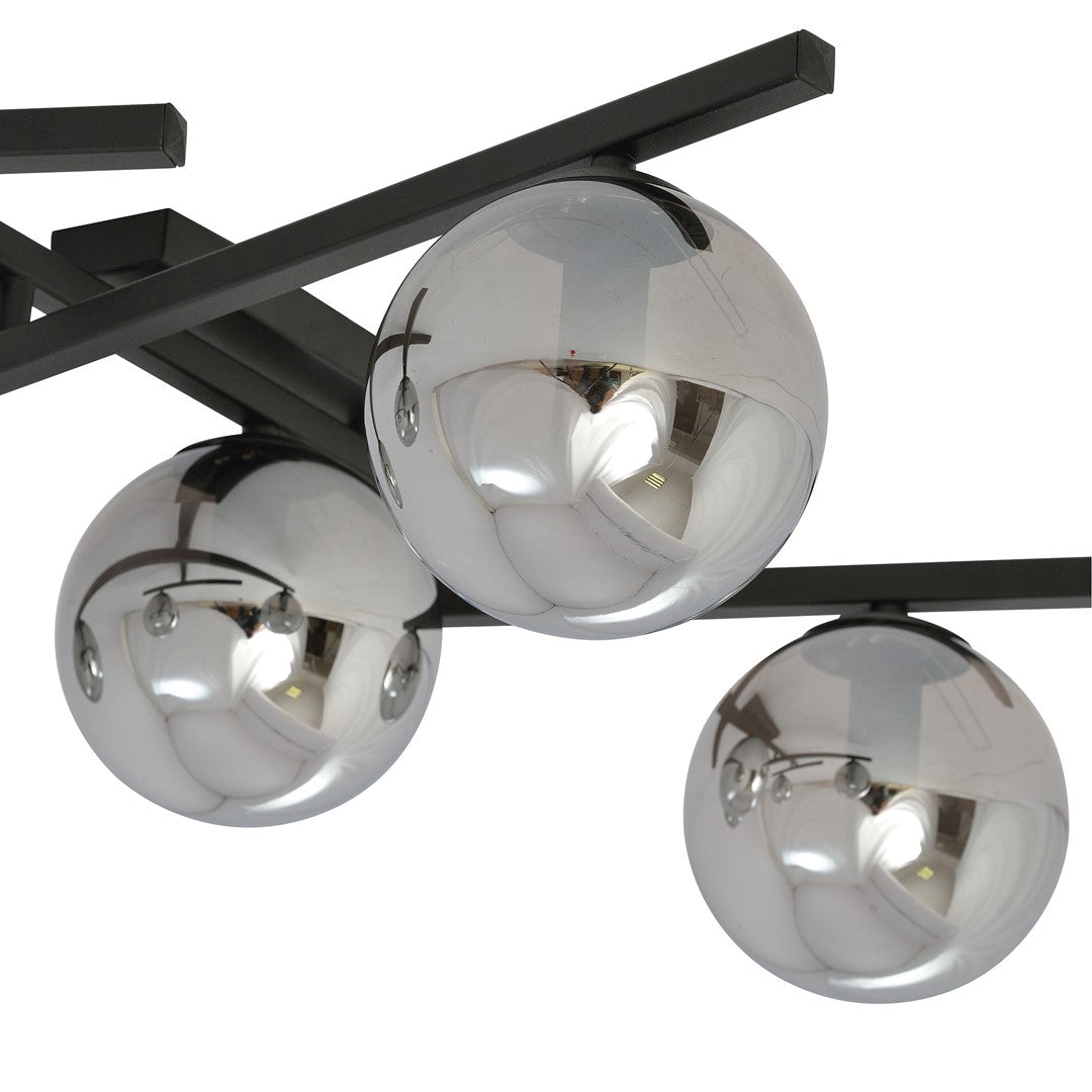 Smart 4-light ceiling light, black, graphite glass