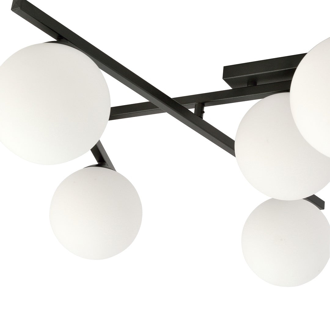 4-light smart ceiling light, black, opal glass