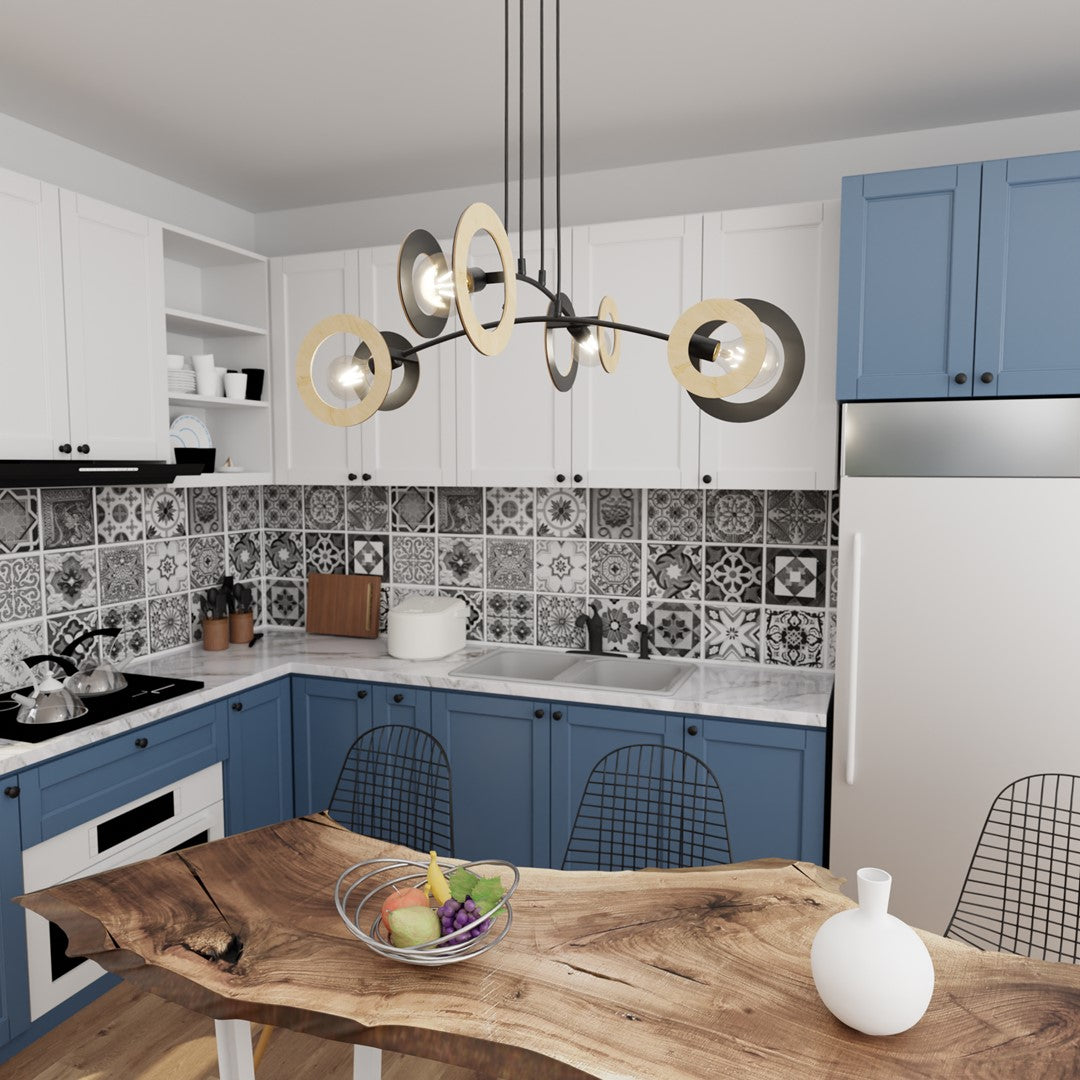 4-light black pendant lamp