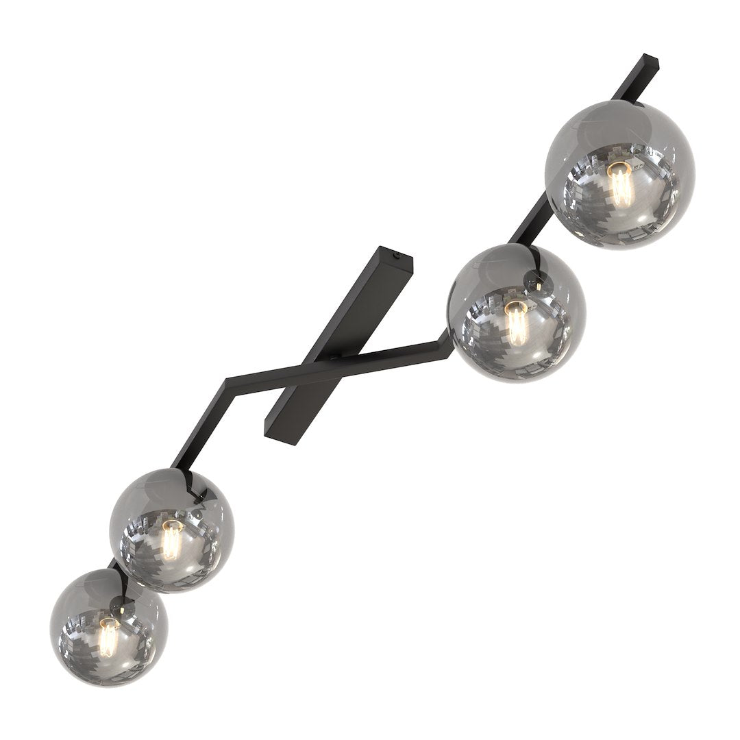 Naton 4-light ceiling light in black and graphite