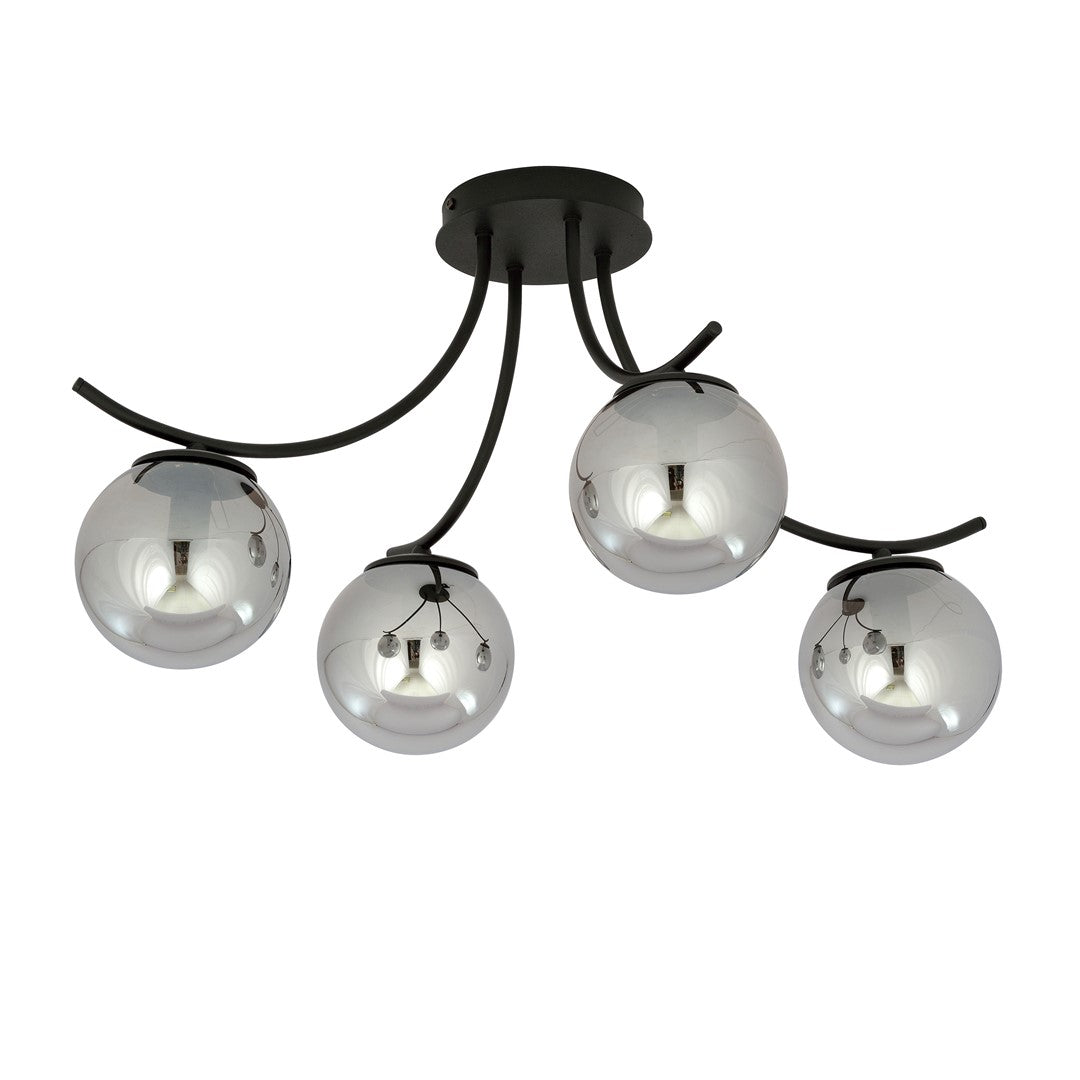 Boston 4-light ceiling light black, graphite glass