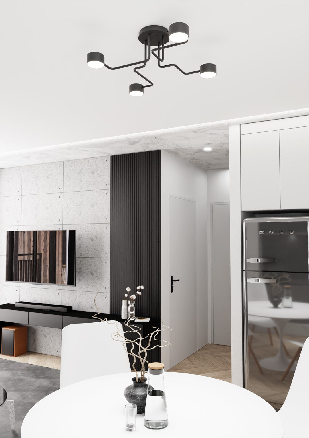 Kurage 4-light pendant lamp, black