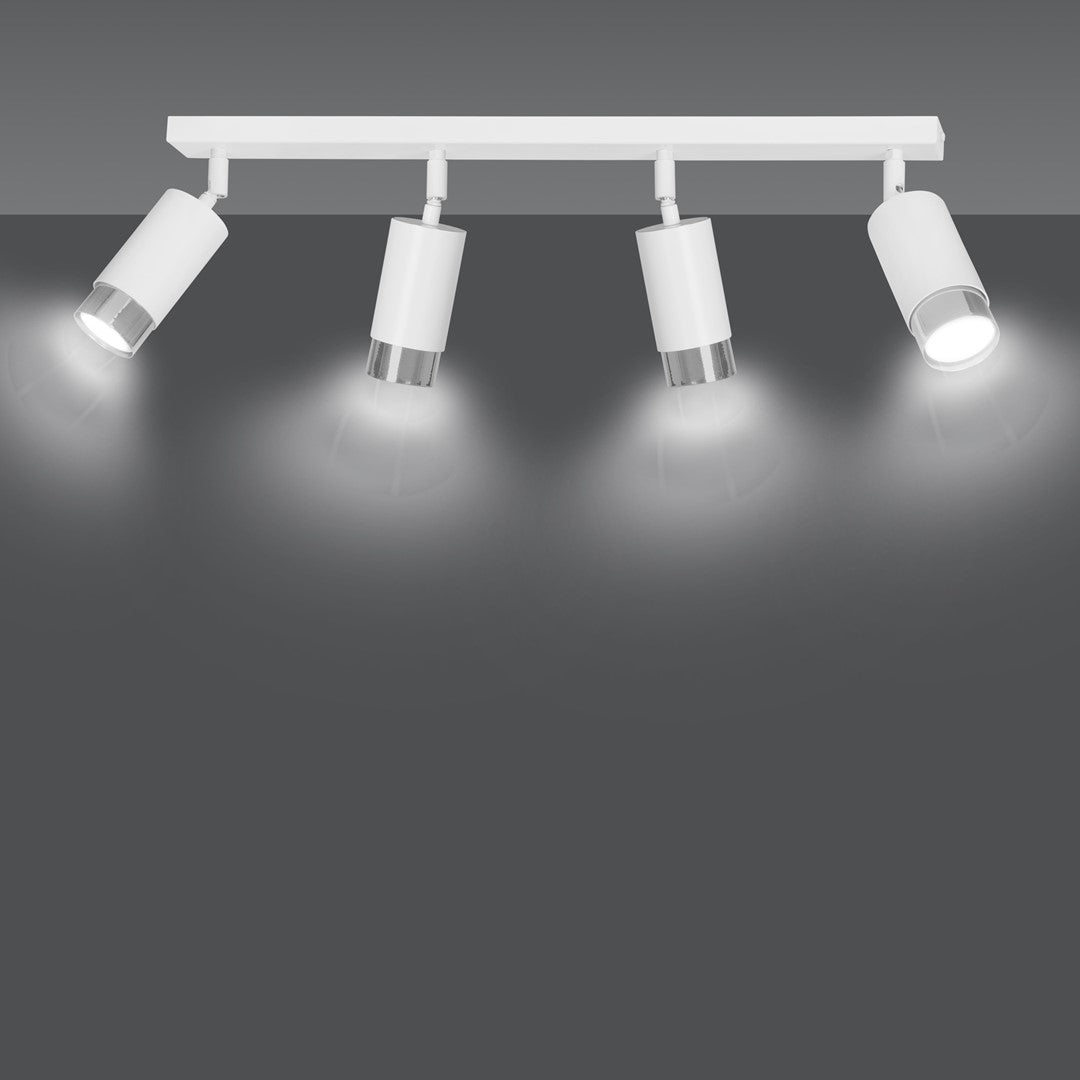 Hiro 4-light ceiling lamp white and chrome