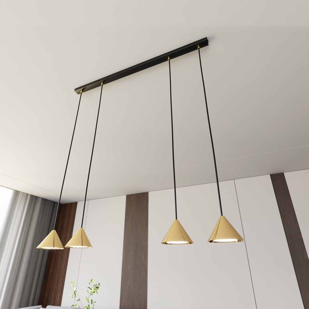 Elit 4-light pendant lamp, black and gold