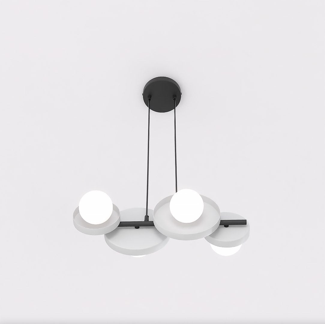 Black and grey 4-light pendant lamp