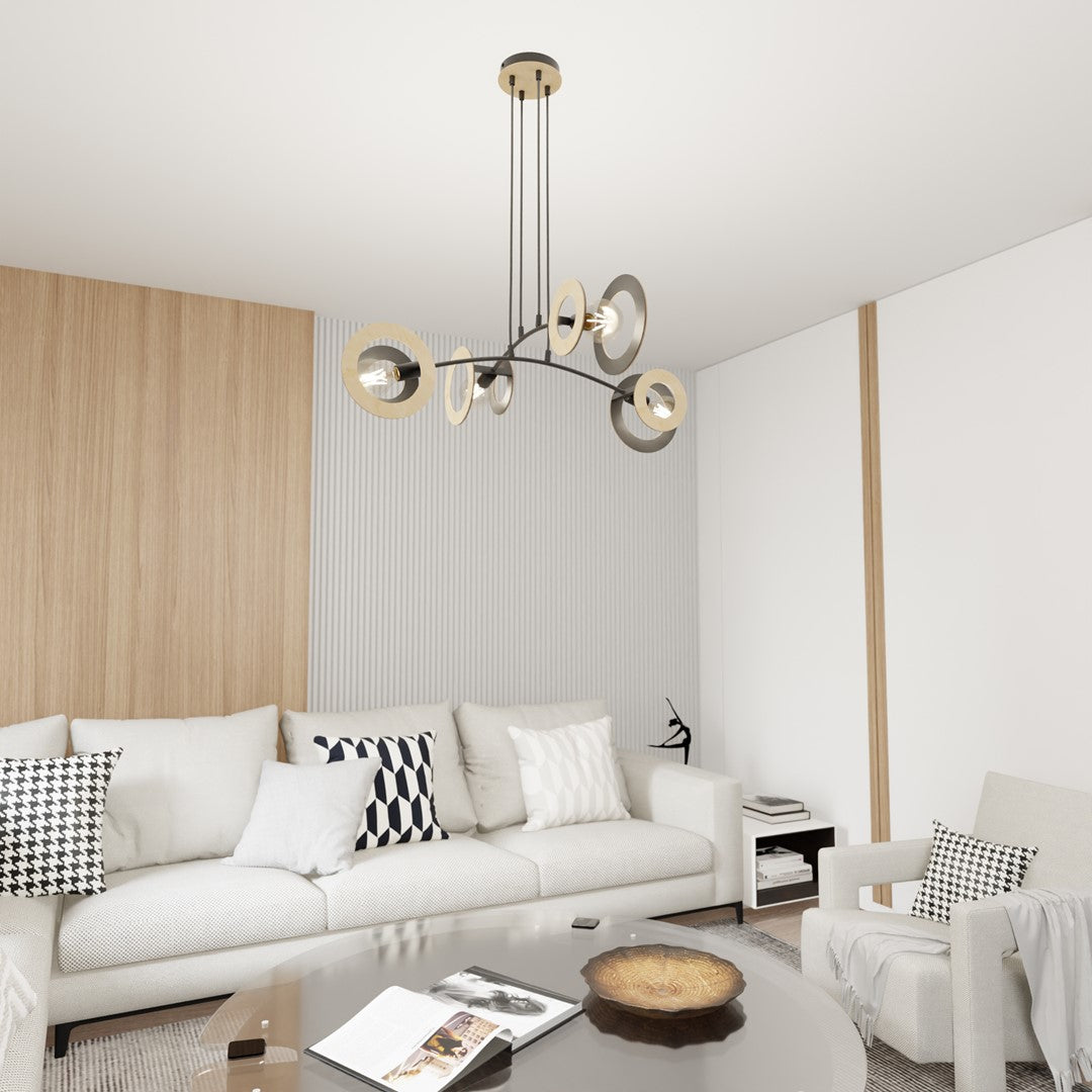 4-light black pendant lamp