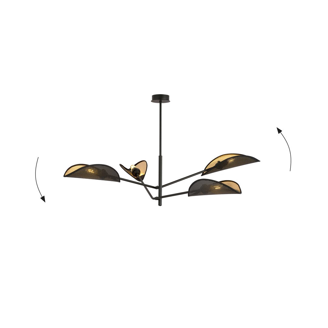 Vene 4-light black and gold ceiling light