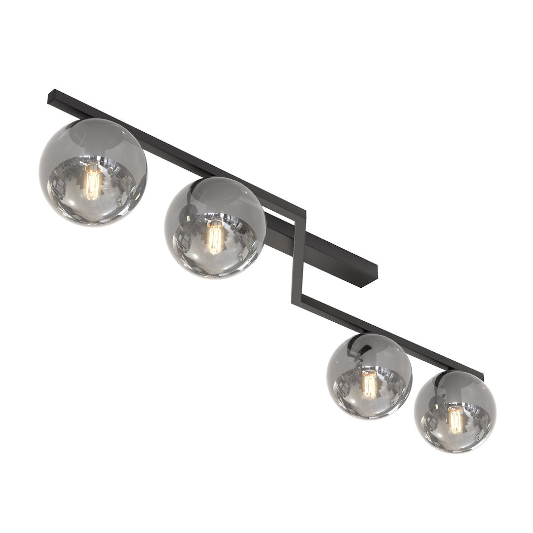 Naton 4-light ceiling light in black and graphite