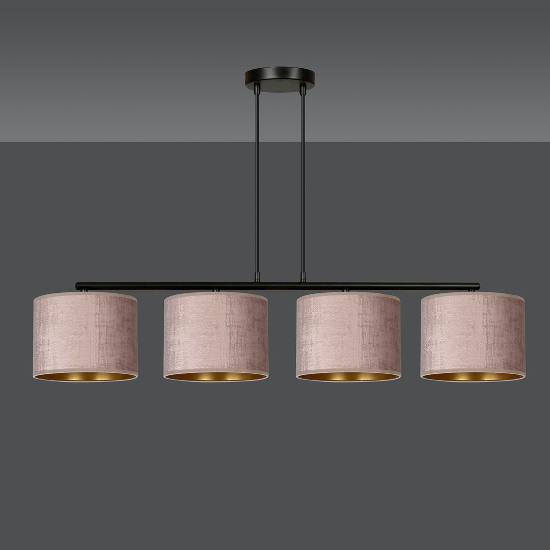 Hilde 4-light pendant lamp, black and pink