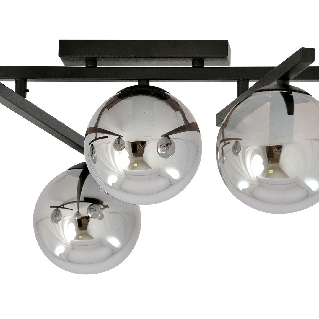 Smart 4-light ceiling light, black, graphite glass