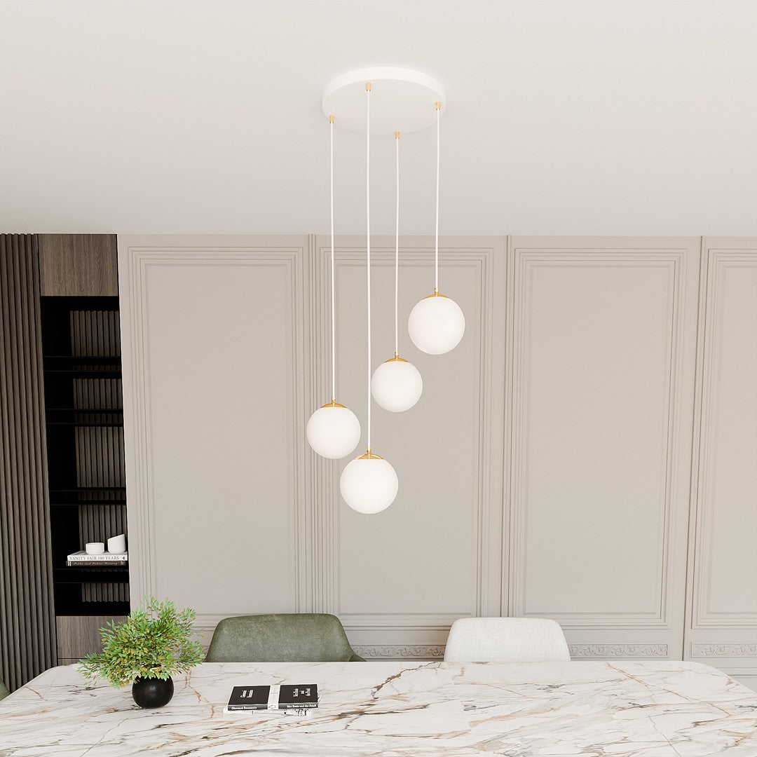 Royal 4-light white pendant light