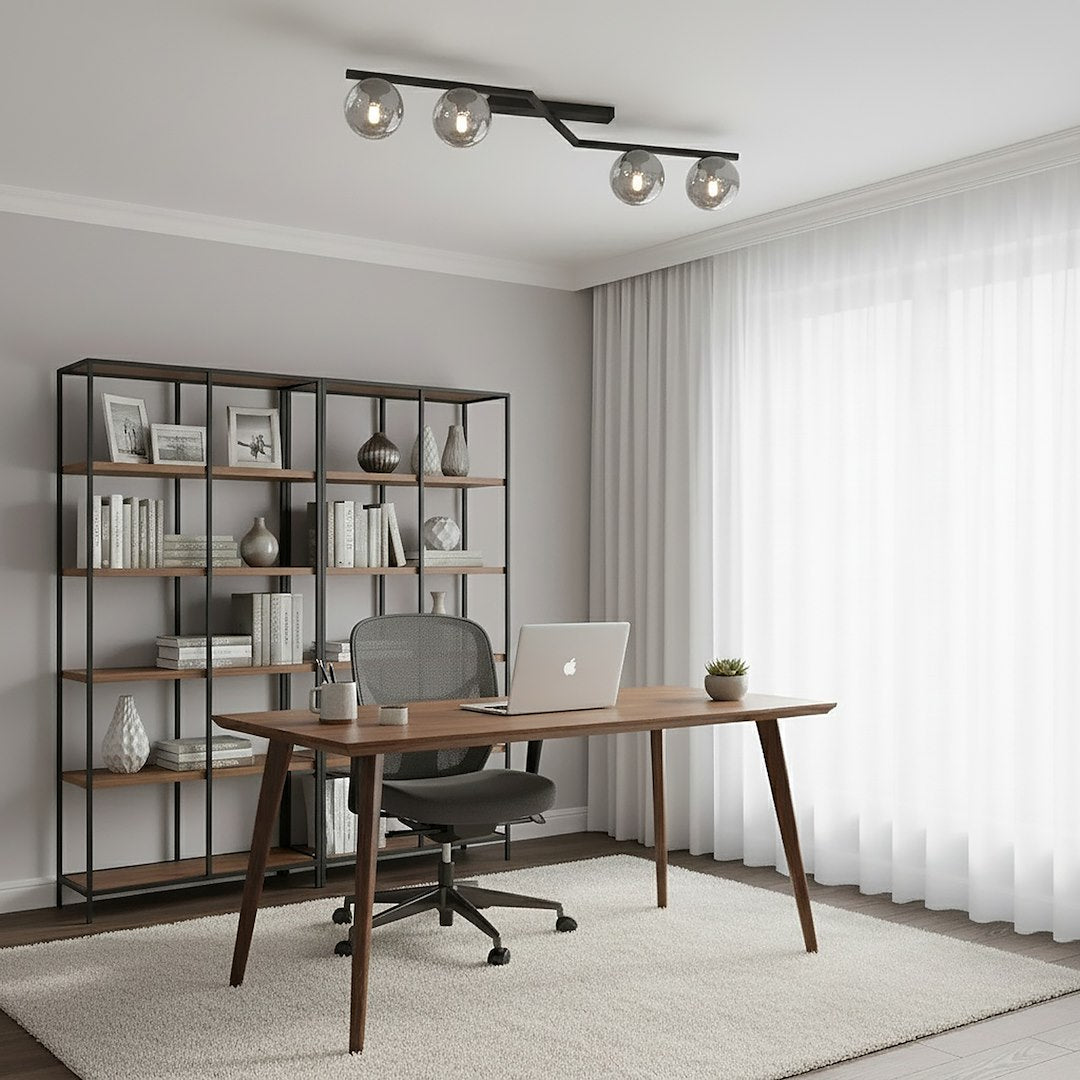 Naton 4-light ceiling light in black and graphite