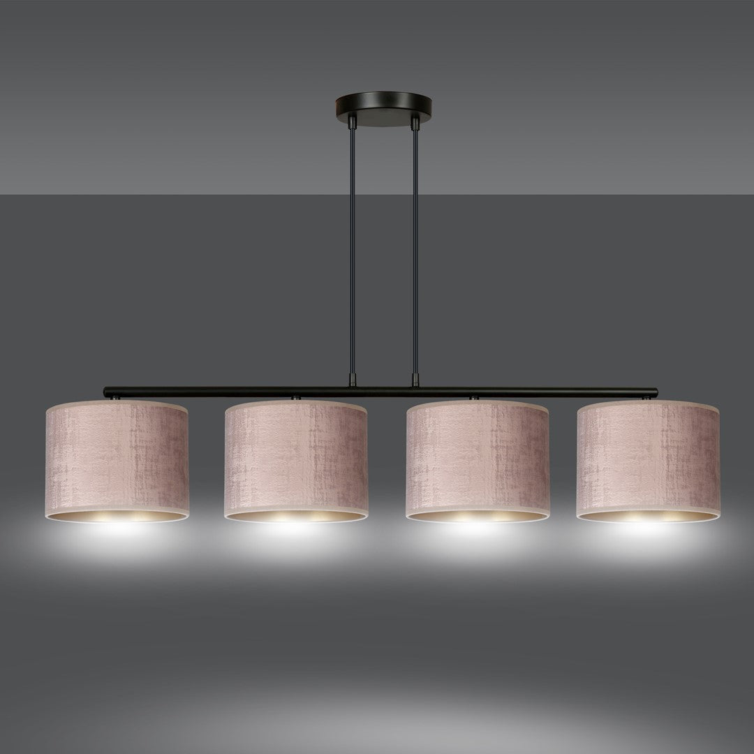 Hilde 4-light pendant lamp, black and pink