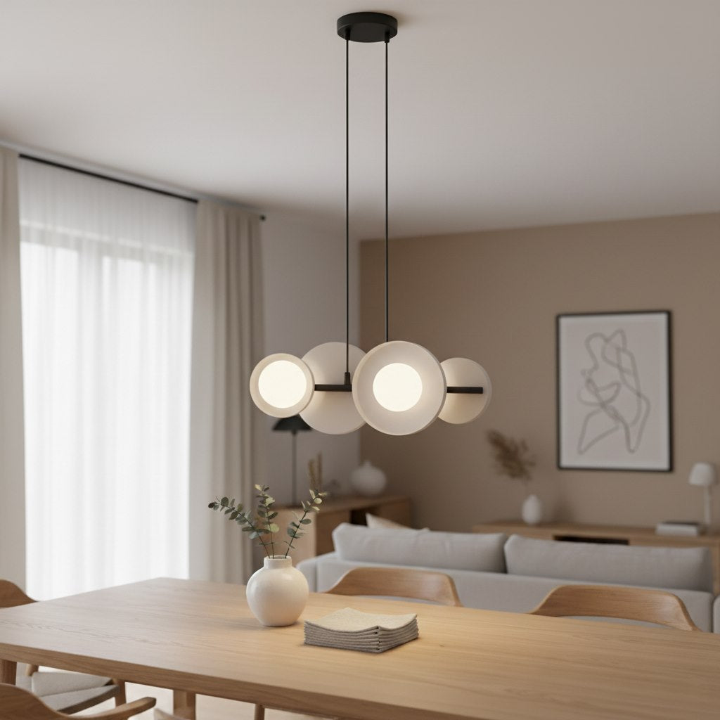Black and grey 4-light pendant lamp