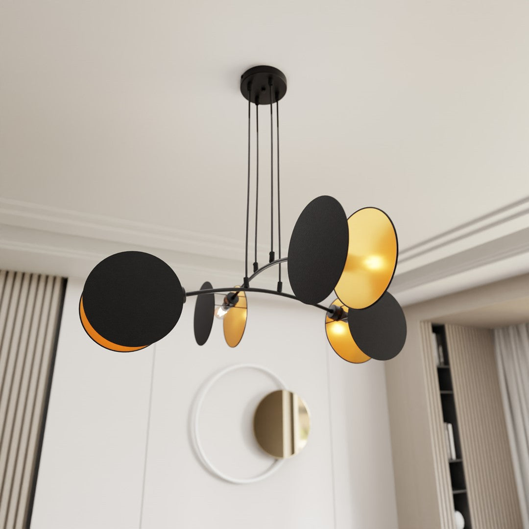 4-light black and gold pendant light