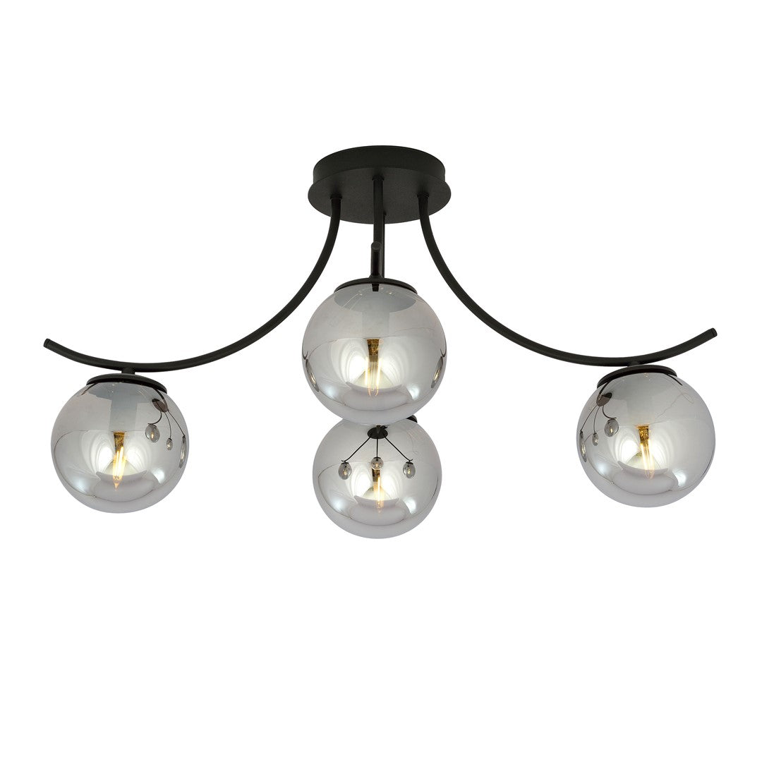 Boston 4-light ceiling light black, graphite glass