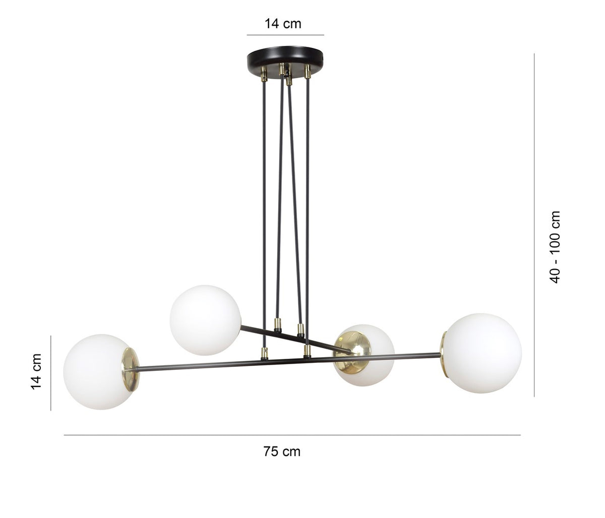 Ognis 4-light black pendant light