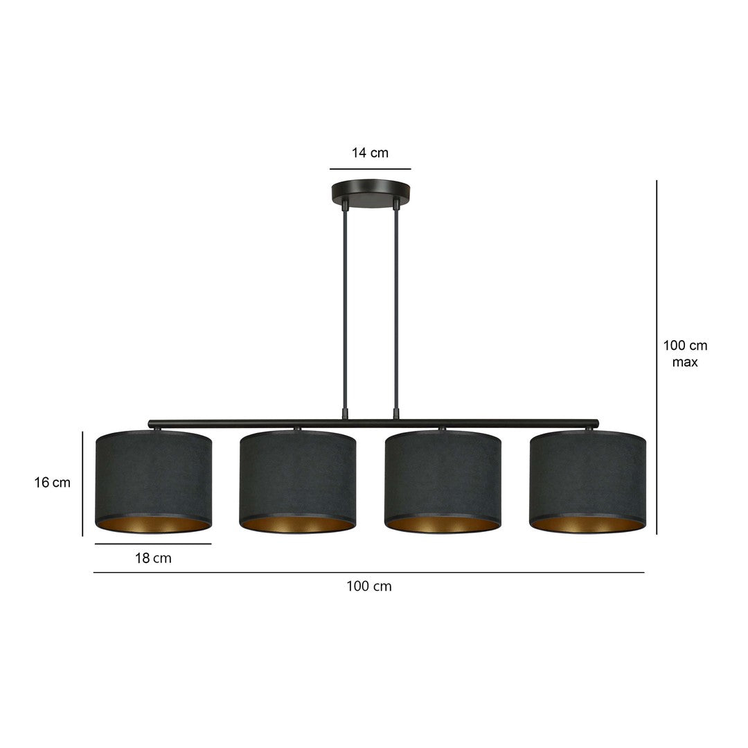 Hilde 4-light black pendant light