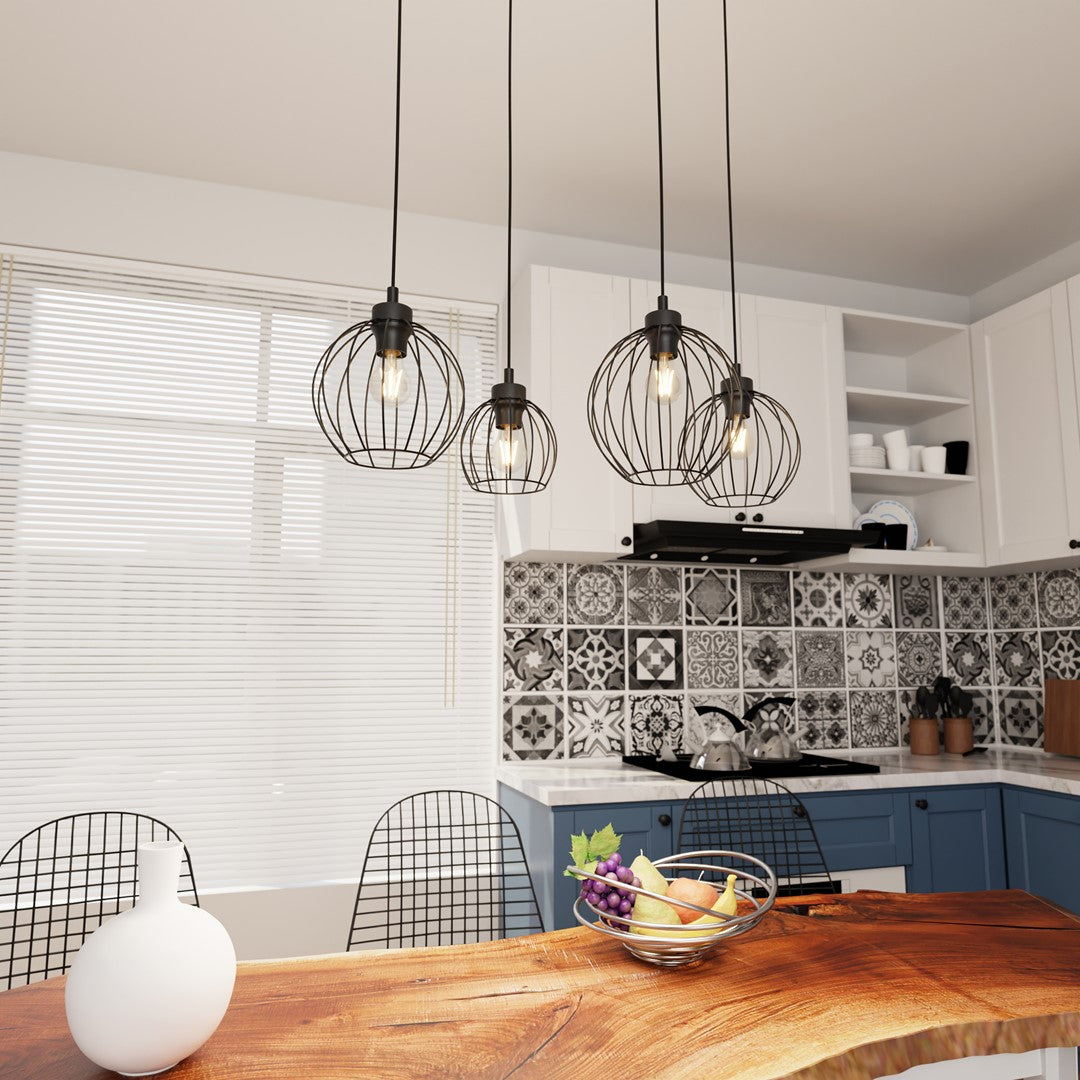 Nando 4-light black pendant light
