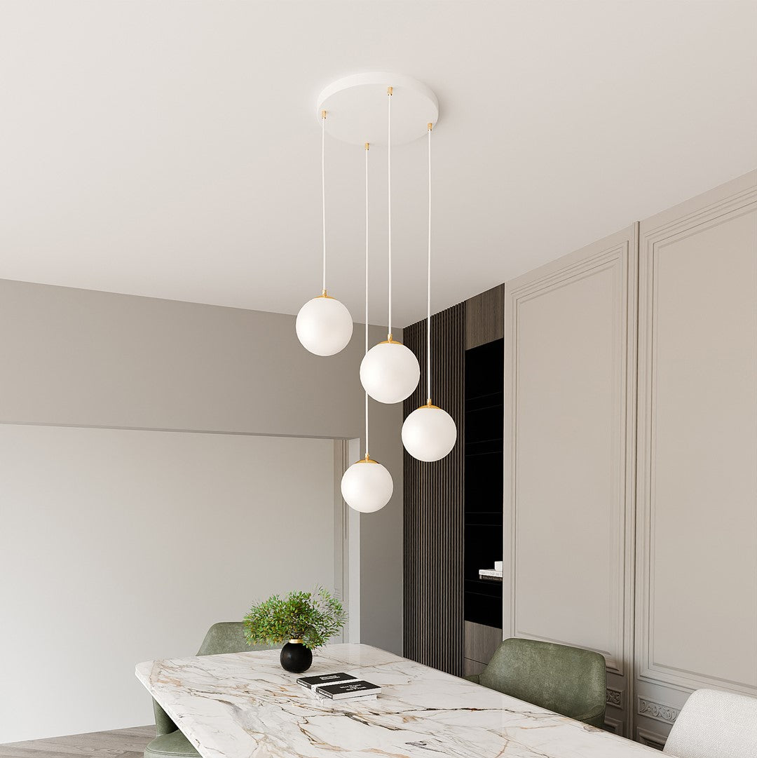 Royal 4-light white pendant light