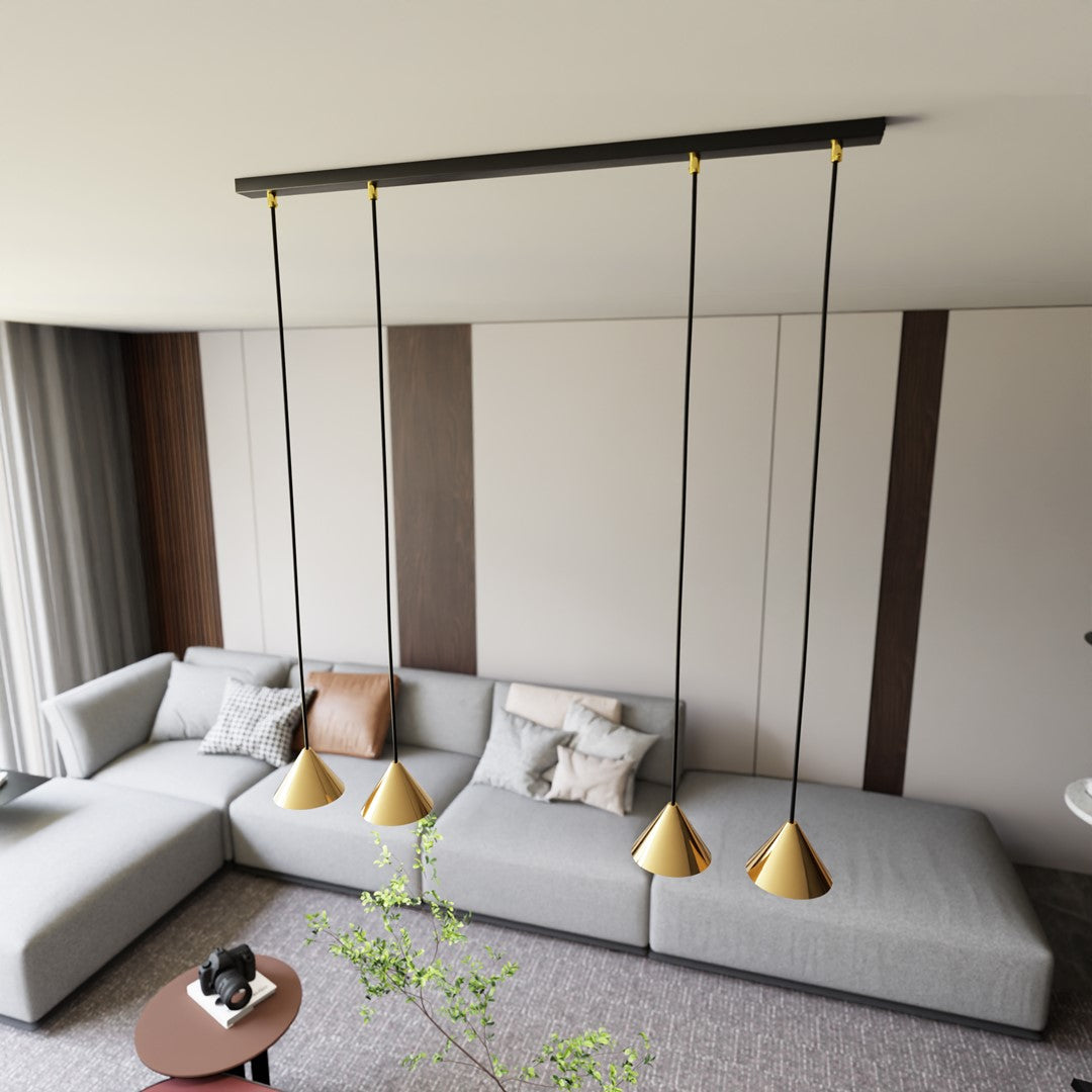 Elit 4-light pendant lamp, black and gold