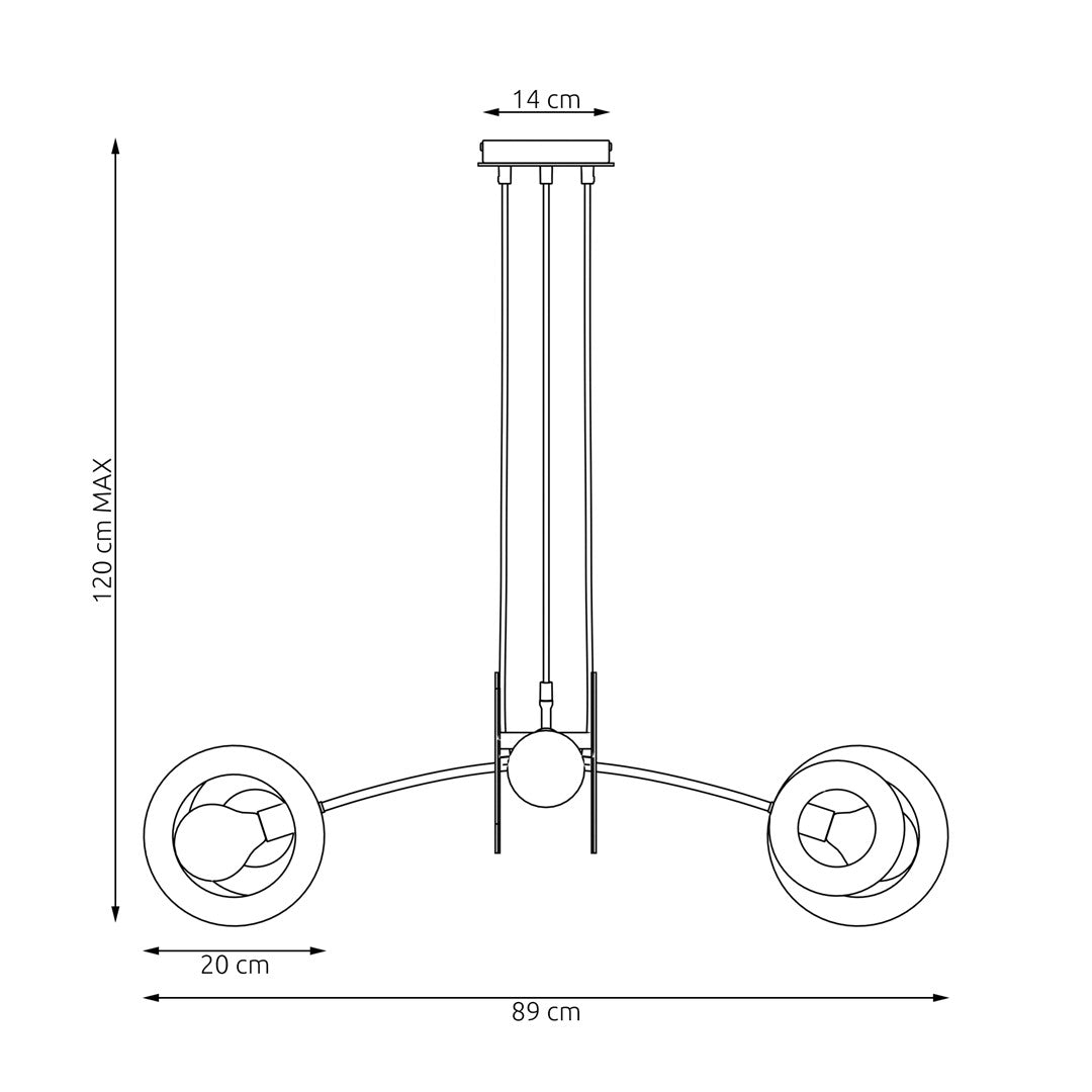 4-light black pendant lamp