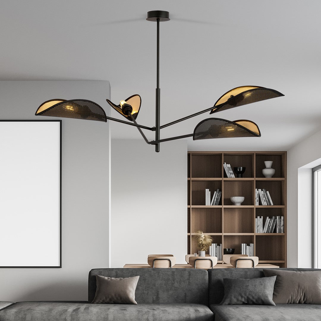 Vene 4-light black and gold ceiling light