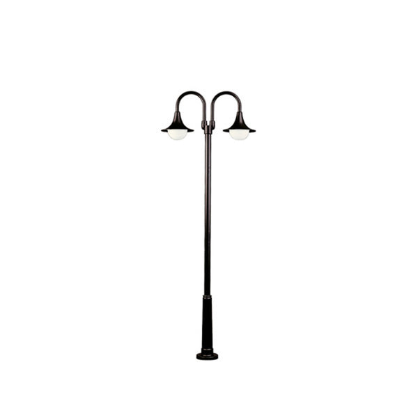 Lampadaire d'extérieur 171 en verre, noir et blanc, 2 lumières, hauteur 220 cm, IP44