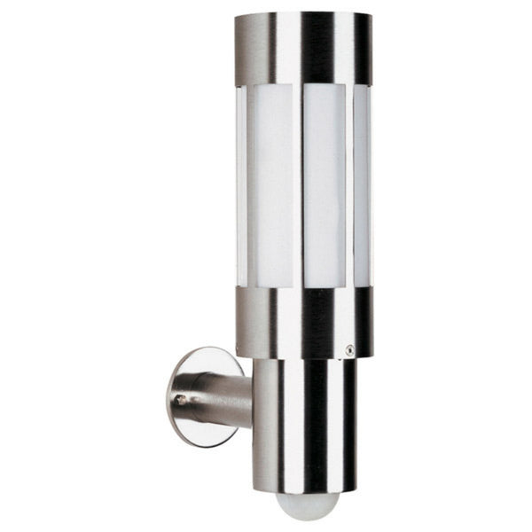 Applique d'extérieur Elégante 472 en verre, acier inoxydable et blanc, Ø 10,3 cm, IP44