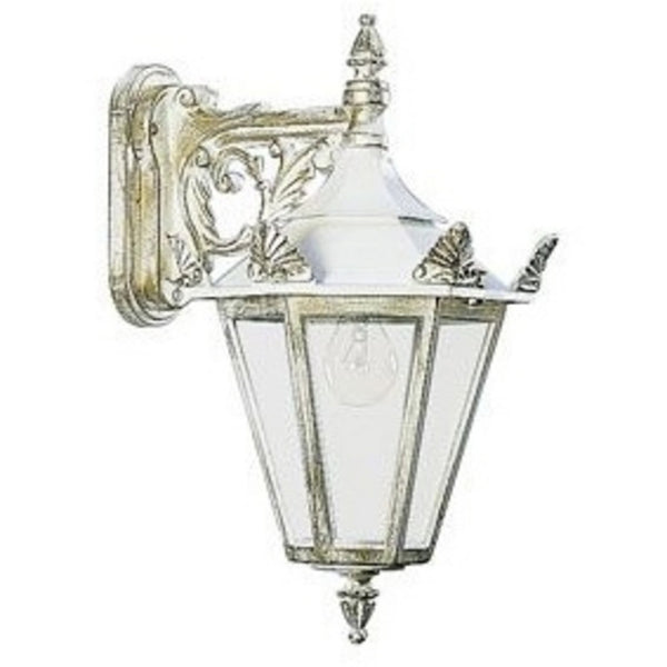 Applique d'extérieur 746 en verre, blanc et doré, Ø 25,5 cm
