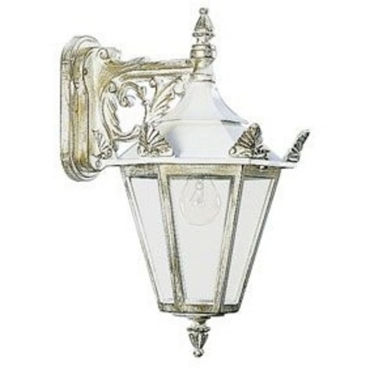 Applique d'extérieur 746 en verre, blanc et doré, Ø 25,5 cm