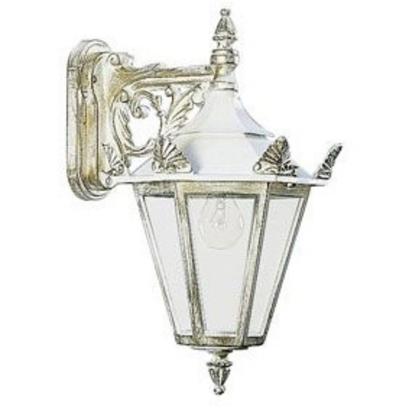 Applique d'extérieur 746 en verre, blanc et doré, Ø 25,5 cm