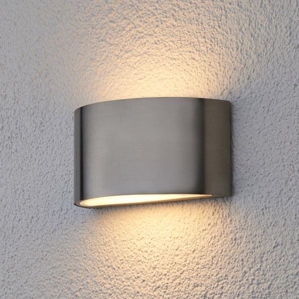 Applique d'extérieur Mombasa en verre, acier inoxydable et blanc, hauteur 10,5 cm, IP44
