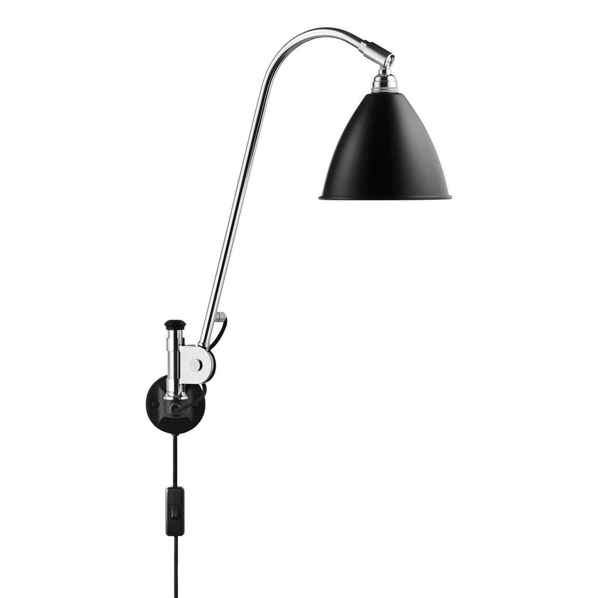 Applique murale Bestlite BL6 en métal, chrome et noir, Ø 16 cm
