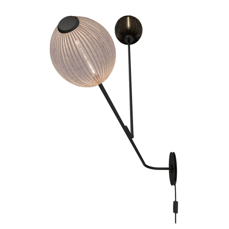 Applique murale Satellite en acier, noir et crème, 2 lumières, hauteur 128 cm