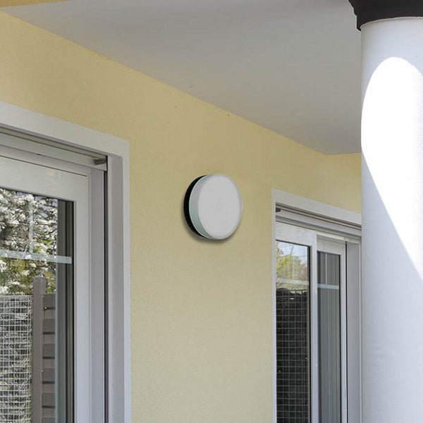 Applique d'extérieur LED 6307 en verre, anthracite et blanc, Ø 19 cm, IP65