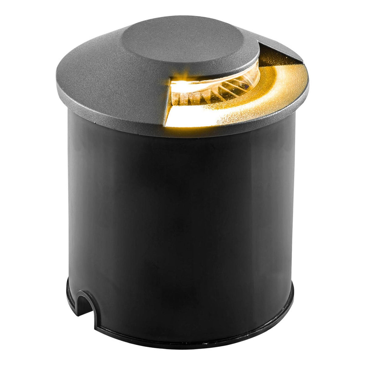 Spot encastré de sol d'extérieur LED Scopum en aluminium, anthracite, Ø 12,5 cm, 3000 K, 7 W, hauteur 12,8 cm, 110°