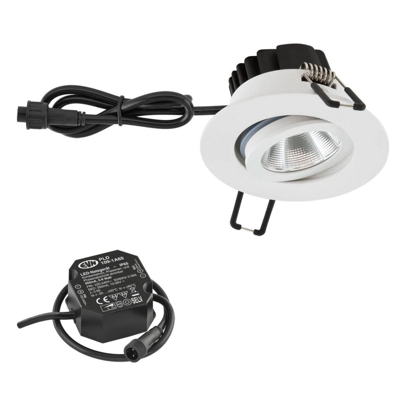 Spot encastrable d'extérieur LED PC65 3000K en verre, blanc, Ø 8,3 cm, IP65